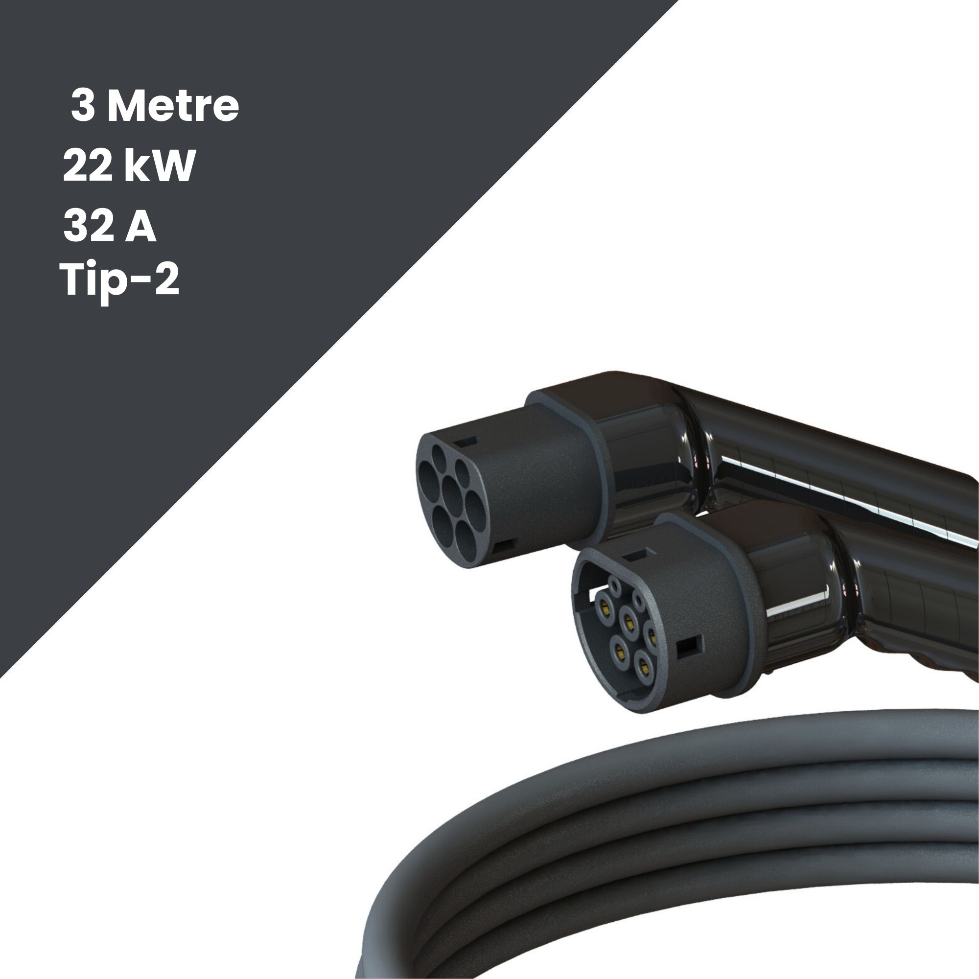 22%20kW%203%20Metre%20Elektrikli%20Araç%20AC%20Tip-2%20Şarj%20Kablosu