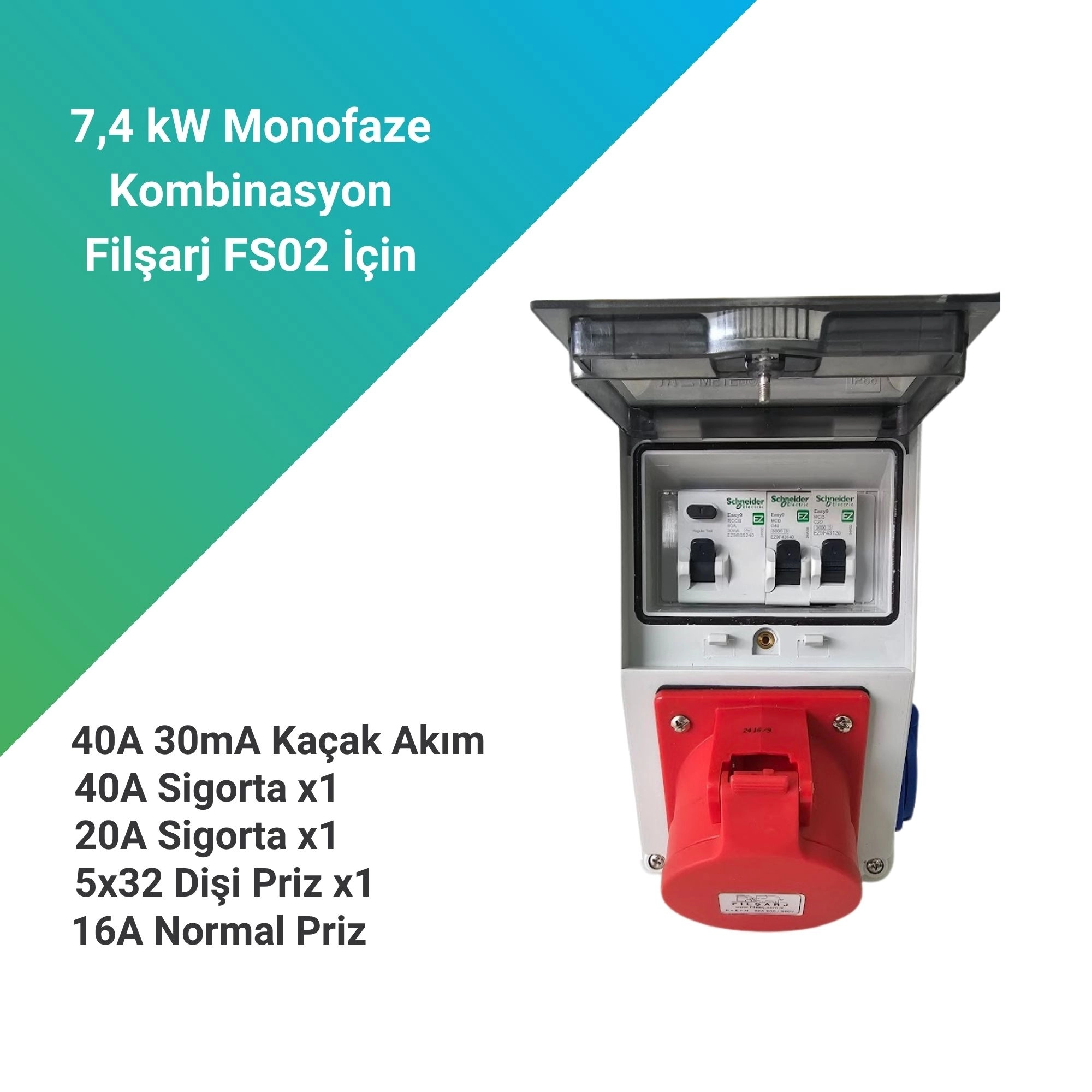 Filşarj 7,4 kW Kombinasyon Kutusu