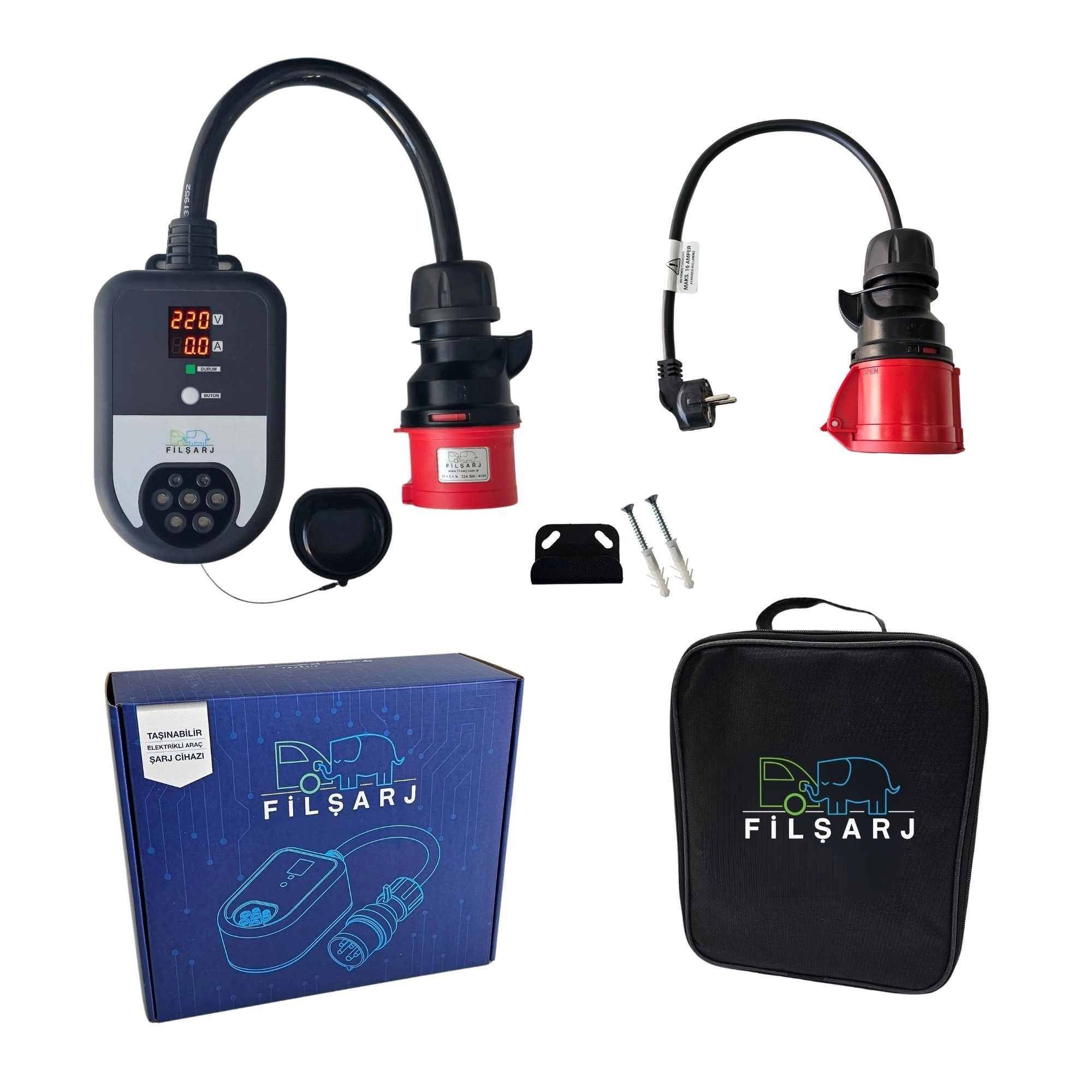 Filşarj 1,4kW-22 kW ayarlanabilir Mobil Araç Şarj İstasyonu