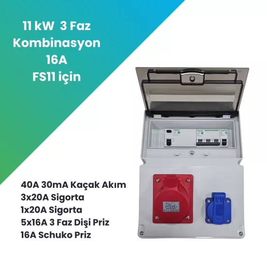 Filşarj 11 kW 3 Faz 16A Kombinasyon Kutusu