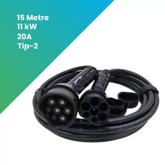 11 kW 15 Metre Elektrikli Araç AC Tip-2 Şarj Kablosu