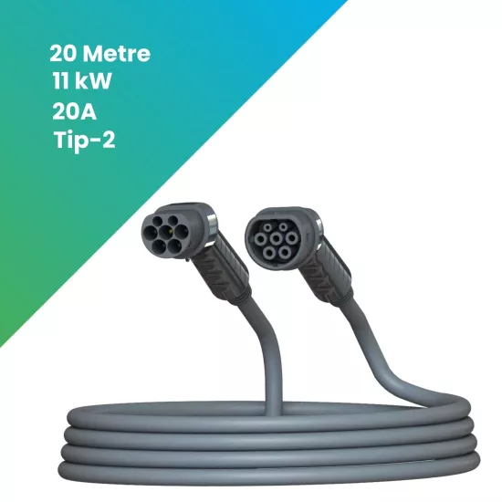11 kW 20 Metre Elektrikli Araç AC Tip-2 Şarj Kablosu