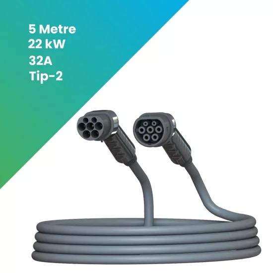 22 kW 5 Metre Elektrikli Araç AC Tip-2 Şarj Kablosu