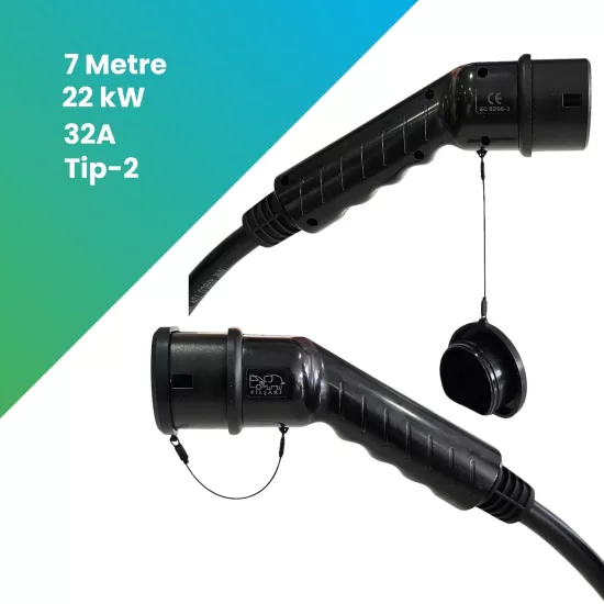 22 kW 7 Metre Elektrikli Araç AC Tip-2 Şarj Kablosu