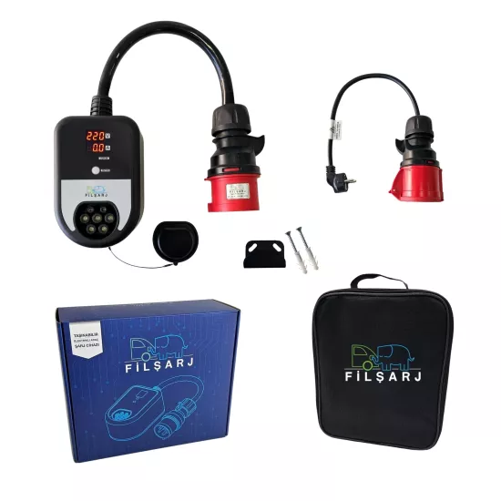 Elektrikli Araç Şarj Paketi 22Kw Şarj Cihazı + 5 Metre Tip 2 Kablo