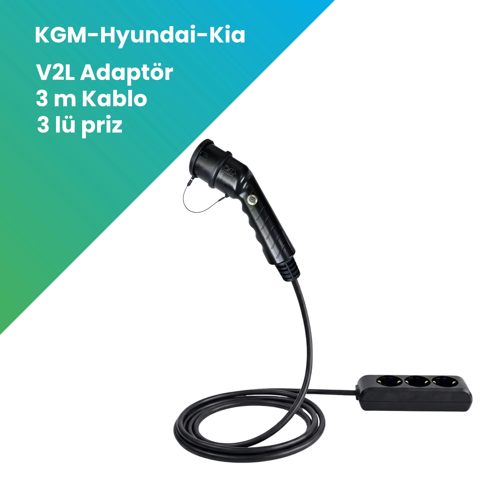Filşarj V2L Adaptör 3m Kablolu 3lü Prizli Hyundai - Kia - Ssangyong - KGM